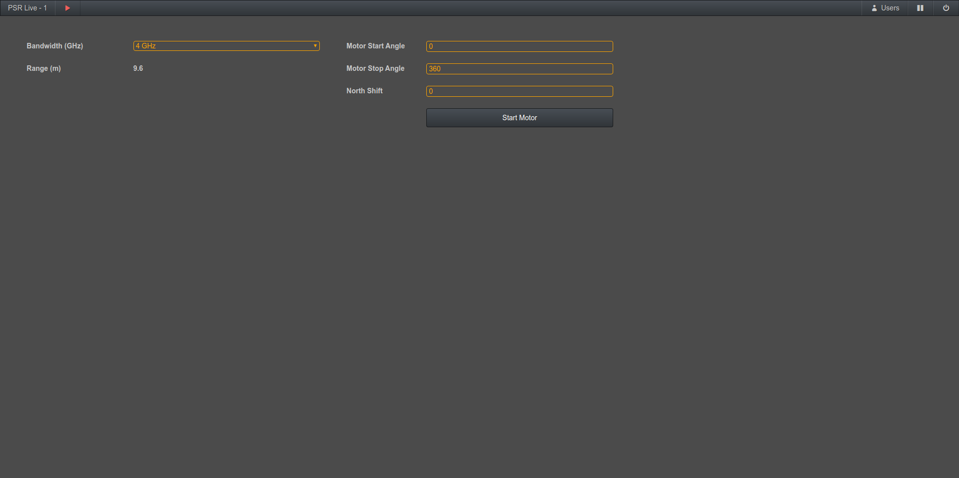 Control Panel for PSR Radar