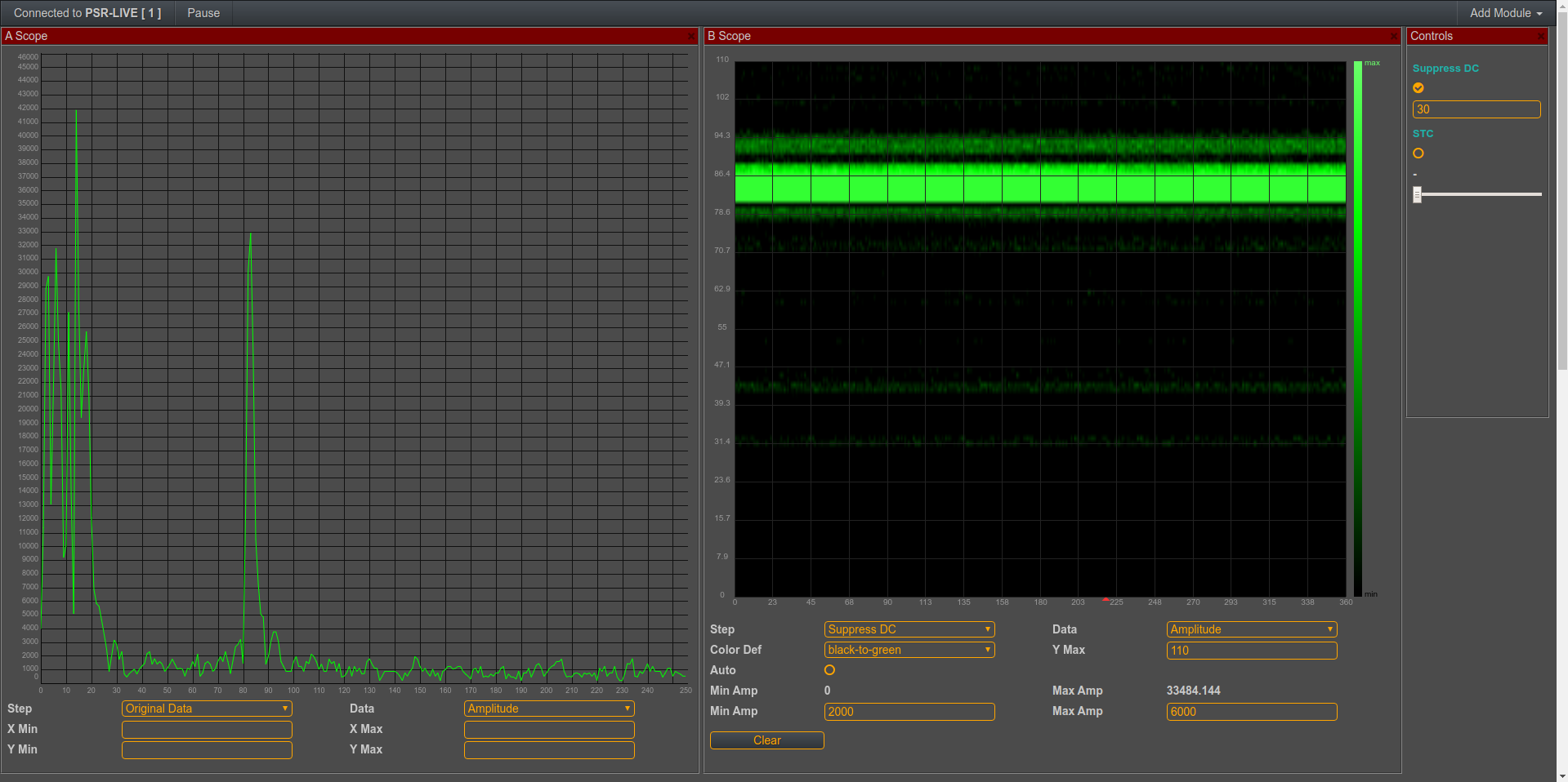 PSR-Radar - adjusting amplitude coloring