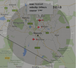 ADS-B in ppi visualization with drop down window